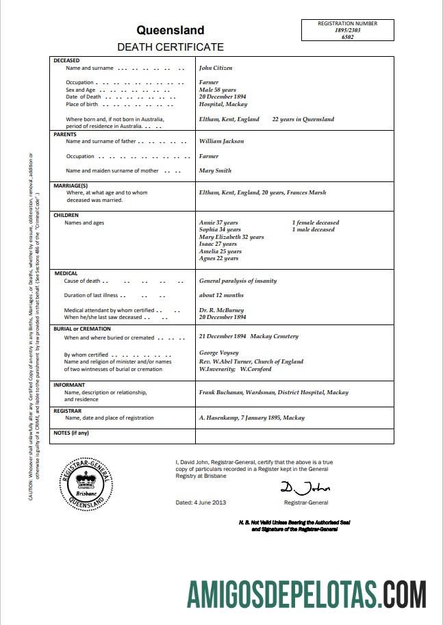 Para baixar modelo de certidão de óbito da Austrália Queensland no Word